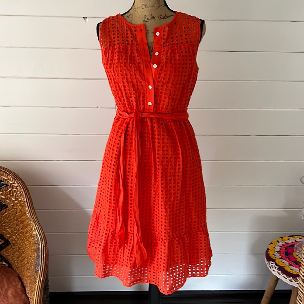J. Crew Red Eyelet Dress